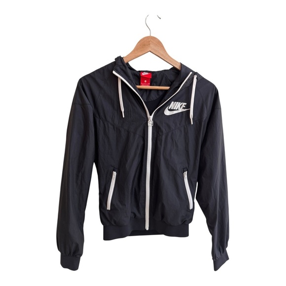 Nike Black Windrunner Hooded Full Zip Windbreaker Jacket Womens Size S - Picture 1 of 12